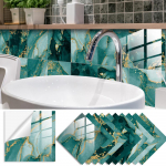 10 tk Rohelised marmorplaadid Kleebis K&ouml;&ouml;k Garderoob Vannituba Kodukaunistused Isekleepuvad kristallist k&otilde;vakile kunsti seinakleebised 10x10cm-10Pcs