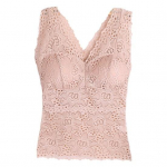 Tankitud V-kaelusega skelett padjanditega spagetirihmadega T&auml;ielikult sobiv seksikas pitsiline pikk rinnahoidja heegeldatud vest sisemine riietus L