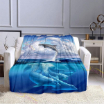 Dolphins tekk Pehme hubane fliisist tekk Fuzzy voodidiivan Kodu dekoratiivne flanellist pl&uuml;&uuml;sist tekk ja kingitus naistele 75x90cm