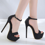 Suvised k&otilde;rged kingad Super k&otilde;rge kontsaga stiletto veekindel platvorm Seksikad sandaalid naiste kingad 40 must