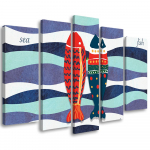 Viieosalise pildiga l&otilde;uenditr&uuml;kk Rocket 100x70 mitmev&auml;rviline