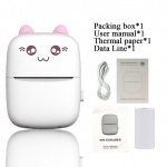 Kaasaskantav termoprinter MINI CAT prindipaber fototaskuga termoprinter 58 mm traadita printimine Bluetoothiga Androidi IOS-printerid roosa