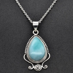 Larimar H&otilde;bedane Naiste Kaelakee 925 Sterlingh&otilde;be K&auml;sit&ouml;&ouml; Ehted Tahke Ripatsiga Kaelakee sinine