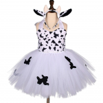 V&auml;ikelaste beebit&uuml;drukute loomade s&uuml;nnip&auml;evapidu Tutu kleit lastele metsateemaline kaelkirjak lehm tiiger-sebra leopardimustriline cosplay kost&uuml;&uuml;m Cow Print Dress-3T-4T&Animal Cosplay
