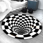 3D Vortex Illusion Must valge vaip P&otilde;hjamaade kaasaegne must auk &uuml;mmarguse alaga vaibad Geomeetriline libisemisvastane ruumikujundus Elup&otilde;randa vaip 120cm