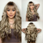 EASIHAIR Pikad lainelised s&uuml;nteetilised parukad Blondid ombre juustega parukas tukkidega naistele Cosplay igap&auml;evane parukas kuumakindel