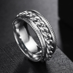 Rotate Rotating Anxiety Fidget rings Titanium Stainless Steel Chain Spinner Finger Ring For Men Blue Gold Color Black Punk 12 gray
