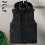 Suures suuruses S-8XL veekindel varrukateta Parka mehe vest Moodne meeste soe vest kapuutsiga korea stiilis polsterdatud mantlid S must