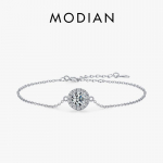 MODIAN 925 Sterling Silver Luksuslik 1CT s&auml;delev l&auml;bipaistev CZ Link ketiga k&auml;ev&otilde;ru naistele pulmakihlus ehted h&otilde;be