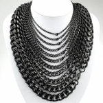 Punk Hip Link kett musta v&auml;rvi kaelakee ehted 3mm-60cm