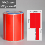 500 tk/rulli termokaabli sildikleebised Veekindel v&otilde;rgu Etherneti kaabli marker Organisatsiooni sildid Sildi kleebised 70x24 punane