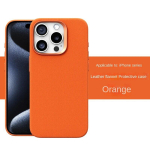Luksuslikud Magsafe'i nahast &uuml;mbrised iPhone'ile 15 14 13 12 Pro Max Plus Kvaliteetne flanellist magnetiga tagak&uuml;lg, originaalkate For iPhone13 Pro Max oranž