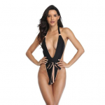 Populaarsed Body Ujumisriided S&uuml;gava V-kaelusega varrukateta rannariided Patchwork Color Halter &uuml;hes t&uuml;kis ujumisriided SPA ujumisriided S must