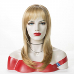 S&uuml;nteetilised pruunid blondid juuksed keskmise pikkusega parukas naistele naiste igap&auml;evaseks Cosplay Party Naturaalne pehme kohev parukas kuumakindel kunstjuuksed kuldpruun v&auml;rv