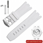 Silikoonist kellarihm AP Aibi 15703 Royal Oak Offshore Series kummist veekindel higikindel pehme mugav kellarihm 28mm White-steel 28mm