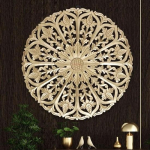 60,96 cm puidust seinapaneel kodu ja seina kaunistamiseks, seinale kinnitatav puitpaneel, k&auml;sitsi nikerdatud seinakunst &uuml;mmargune kuju