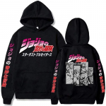 Jojo veider seiklus Kuum anime kapuuts Jaapan lahtised pikkade varrukatega kapuutsid Spordir&otilde;ivad Cosplay kampsunid Pullover Unisex Topid Talv 4XL must