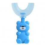 U-kujulise karu disainiga laste hambahari silikoon k&otilde;rvaldab vasts&uuml;ndinu hambaharja igemehoolduse halva hinge&otilde;hu S sinine