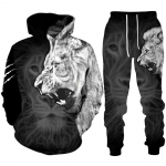 Personality Lion 3D Printiga kapuuts/spordidress Meeste lahedad kapuutsiga dressipluusid+p&uuml;ksid Jooksukost&uuml;&uuml;m Hip Hop Meeste t&auml;navar&otilde;ivaste r&otilde;ivakomplekt M