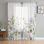 Kevadlillede vanilje metslillest t&uuml;llkardinad elutuppa K&ouml;&ouml;k Magamistoa L&auml;bipaistev t&uuml;ll kohvikuhotellile Kaasaegne kodukujundus 135W x 114H(cm)