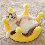 Kassi voodipesa edasil&uuml;kkamine, rahustav, pehme, pestav, hubane isesoojenev koerakennel kassidele kollane