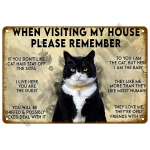 Retro musta kassi metallist sildiplakat Naljakas kass Plekist silt Loom Vintage tahvel Kodukaunistused Seinakunst Lemmikloomapood Aed Koerabaari tahvel 20x30cm