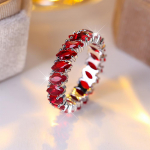 Peen punase Marquise'i l&otilde;igatud kivist rihma s&otilde;rmused naistele l&auml;ikiva h&otilde;bedase v&auml;rviga abielus&otilde;rmus peened ehted 12