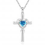 BELLA BOX Hot Selling Cross Inset Blue Love Tsirkoon ripats V&auml;ike luksuslik rangluu kett kaelakee pulmaaksessuaarid Necklace+Pendant valge