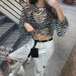 WTEMPO Zebra Stripe Print &otilde;hukesed l&uuml;hikesed pluusid Naiste Lahedad t&auml;navar&otilde;ivad Suvised p&auml;ikesekindlad v&otilde;rk vabaaja k&auml;rbitud topid Ulzzangi s&auml;rgid S roheline
