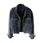 Womens Long Sleeve Cardigan Denim Jacket Solid Single Breasted Cropped Beaded Coat XL