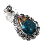 Natural Watermelon Tourmaline Gemstone 925 Sterling Silver Pendant 2.48 y8f38