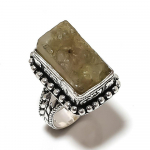 Natural Labradorite Rough Gemstone 925 Sterling Silver Ring Size 6.5 v6a94