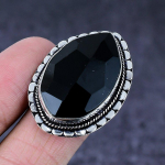 Natural Black Spinel Gemstone Handmade 925 Steling Silver Gift Ring Size 8 a0n35