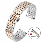 Tugev roostevabast terasest rihm 14/14/16/18/19/20/21/22mm liblikpandlaga, poleeritud meeste naiste, 7-punktilise metallist asenduskellarihmaga 22mm