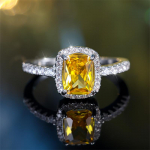 Mood h&otilde;bedase v&auml;rviga ristk&uuml;liku l&otilde;igatud kollase kiviga s&otilde;rmus Luksuslik armastuse kihlas&otilde;rmus pulmaehted 7