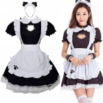Women French Maid Fancy Dress Costume Outfit Party Waitress servant Ladies Dress black white