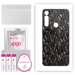 apgo Protective Skin Sticker for the back compatible with Motorola Moto G Power, Wrap Film, Foil, Vinyl - Pattern Carbon Black Pixel