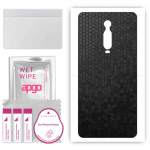 apgo Protective Skin Sticker for the back compatible with Xiaomi Mi 9T Pro, Wrap Film, Foil, Vinyl - Pattern Black Honeycomb