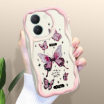 Armas koomiksimustriga kreemjas tekstuuriga korpus, lainelise servaga pehme silikoonkaanega telefoni&uuml;mbris Vivo jaoks Vivo S1 valge