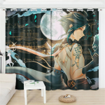 Xiao Genshin Impact Pimenduskardin 2 paneeli Anime tr&uuml;kiga aknaeesriided elutuppa Joonisfilm Kodu kaunistused T&ouml;&ouml;tlemised 100W130H(CM)40x51in&Hook