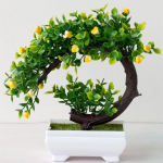 Kunsttaimed Bonsai simuleeritud puu potitaimed v&otilde;ltslilled lauapotti kaunistused One Size kollane