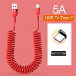 66W 5A USB Type C andmekaabel 3A Micro USB vedrut&otilde;mmatav teleskoopkiirlaadimiskaabel Sumsung Xiaomi POCO Huawei Honor LG jaoks 1.5 M