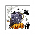 Halloweeni WC-kleebis Hauakivi k&otilde;rvits kummitus nahkhiire &auml;mblik, mulle meeldib see &otilde;udne isekleepuv veekindel PVC seinakunsti kleebis peotarbed must