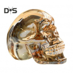 Selge v&auml;rviline pealuu kujuke elusuuruses pealuu kuju skulptuur kodukontori lauaarvuti raamaturiiul Kaunistus ornament Halloweeni festivali kingitus S
