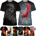 Kuum m&uuml;&uuml;a Rooster Art Trend tr&uuml;kitud T-s&auml;rk meestele ja lastele vabaaja r&otilde;ivad mood 3d Harajuku stiil Street &otilde;huke top S