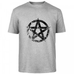 Retro Loov Pentagrammi Prindiga Suvine K&otilde;rgekvaliteediline Meeste 100% Puuvillane Hingav T-s&auml;rk Street Vabaaja Mood Meeste Streetwear S must