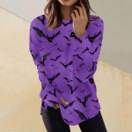 Naiste moodne pikkade varrukatega pullover-dressipluus vabaaja tee halloweeni tr&uuml;kitud lahtise &uuml;laosaga XXL must