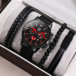 DEYROS 4PCS komplekt meeste spordi k&auml;ev&otilde;ru kellad meestele roostevabast terasest kvarts k&auml;ekell klassikaline meeste vabaaja nahast k&auml;ekell