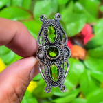 Natural Peridot Gemstone Handmade 925 Sterling Silver Gift Ring Size 7 u3p59