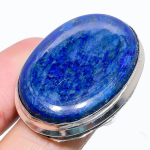 Looduslik lapis lazuli v&auml;&auml;riskivi k&auml;sitsi valmistatud 925 sterlingh&otilde;be s&otilde;rmus suurus 9 G0g18